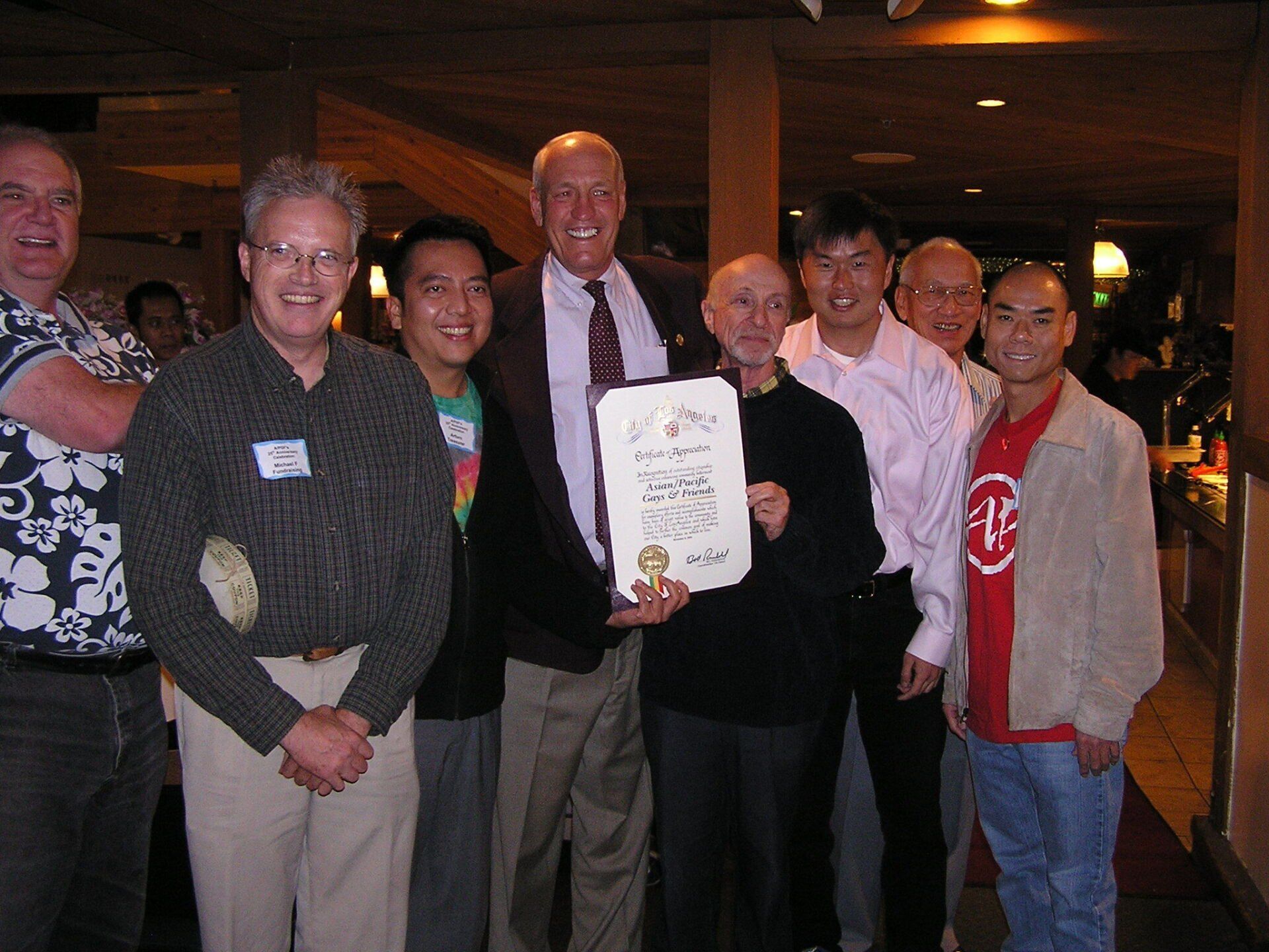 Los Angeles City Councilman, Bill Rosendahl with the Board of Directors - presenting a Certificate of Appreciation to A/PGF on our 25 Anniversary